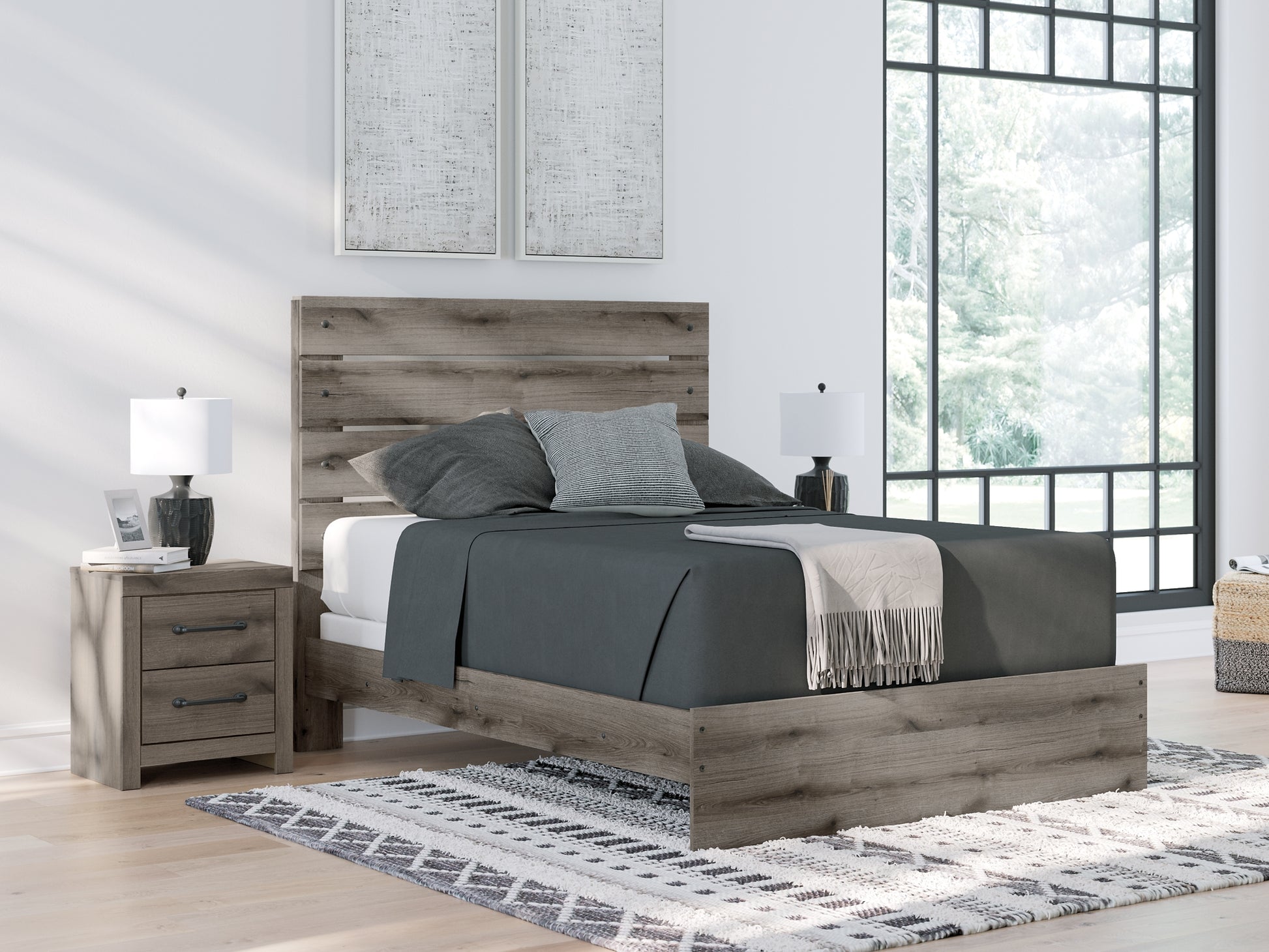 Graystorm Queen Panel Bed with Mirrored Dresser Signature Design by Ashley®