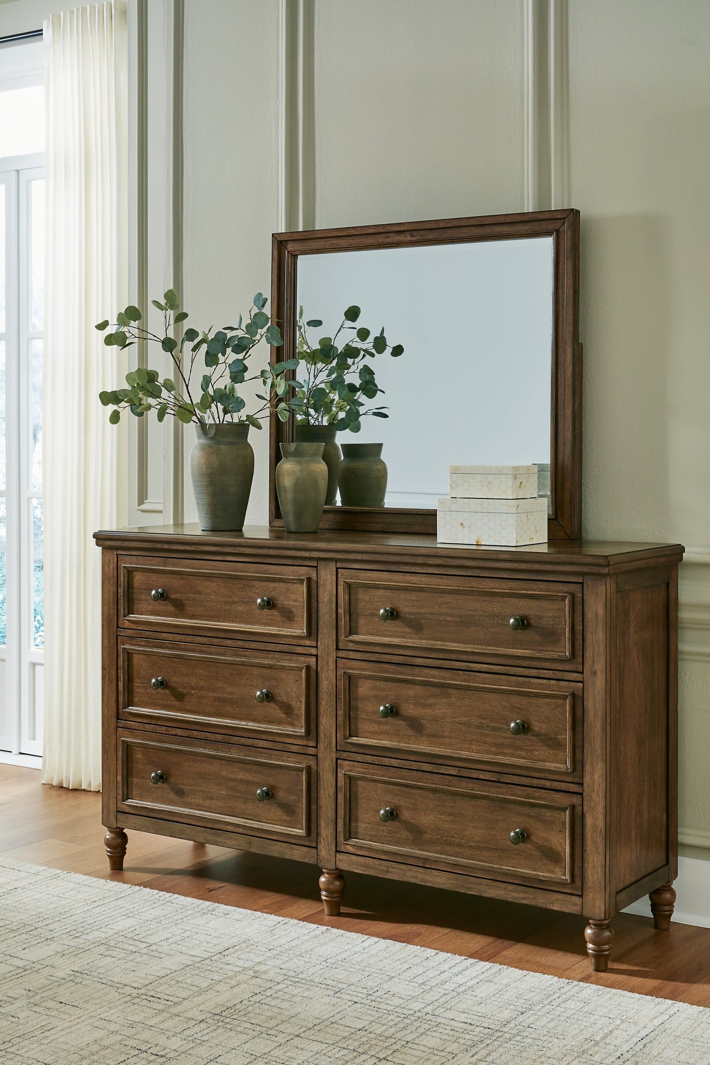 Sturlayne King Upholstered Panel Bed with Mirrored Dresser, Chest and Nightstand Benchcraft®