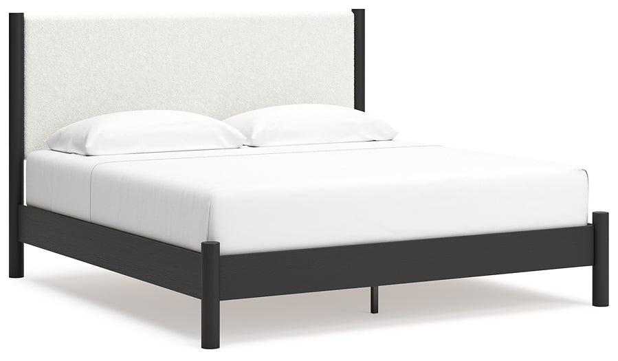 Cadmori King Upholstered Panel Bed with Mirrored Dresser and Nightstand Signature Design by Ashley®