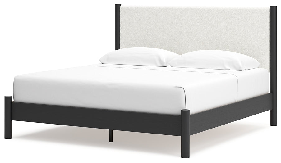 Cadmori King Upholstered Panel Bed with Mirrored Dresser, Chest and Nightstand Signature Design by Ashley®