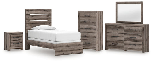 Graystorm Twin Panel Bed with Mirrored Dresser, Chest and Nightstand Signature Design by Ashley®