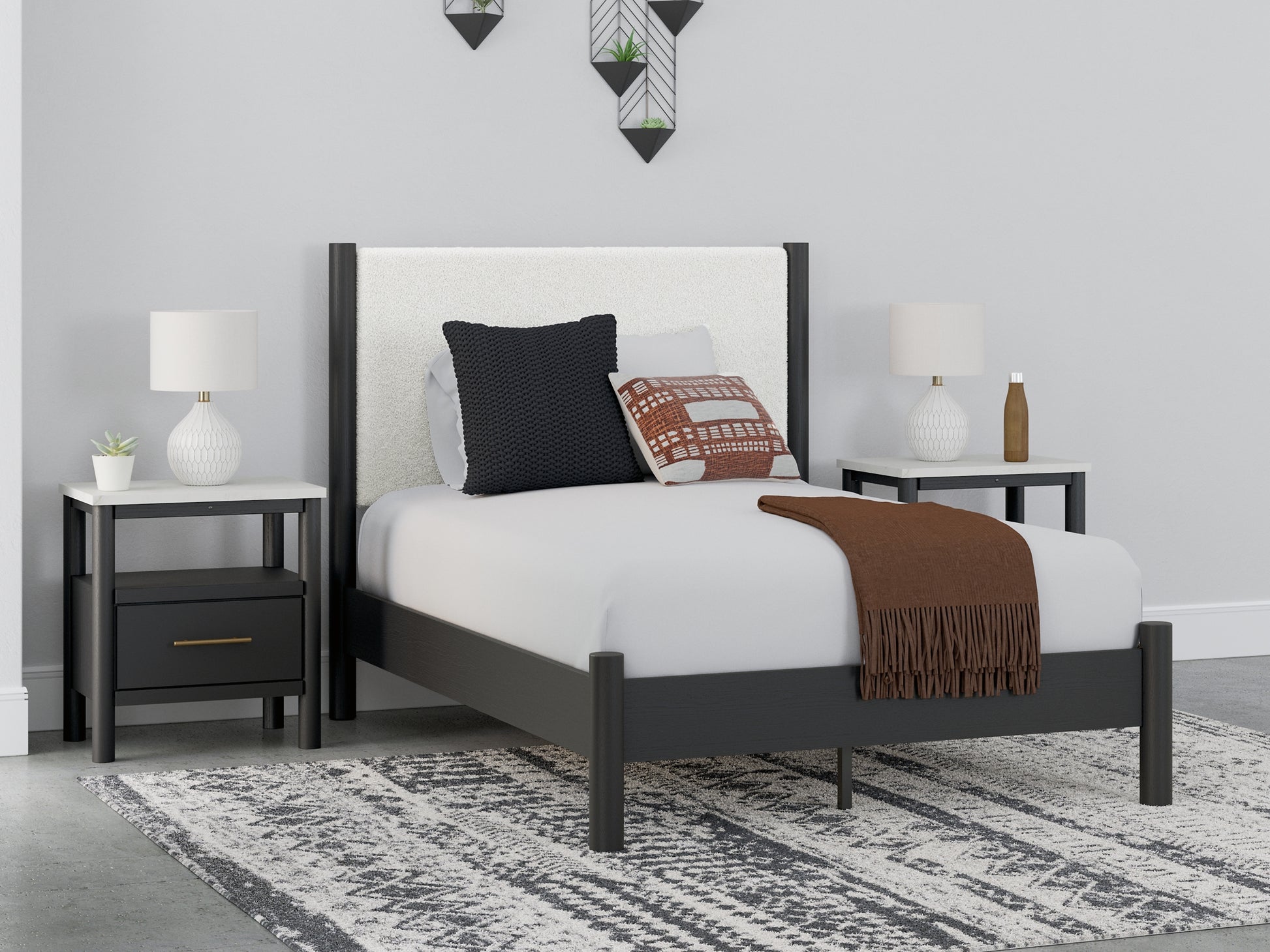 Cadmori Full Upholstered Panel Bed with Mirrored Dresser, Chest and Nightstand Signature Design by Ashley®