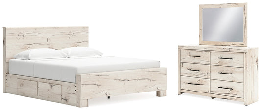 Lawroy King Panel Bed with Mirrored Dresser Benchcraft®