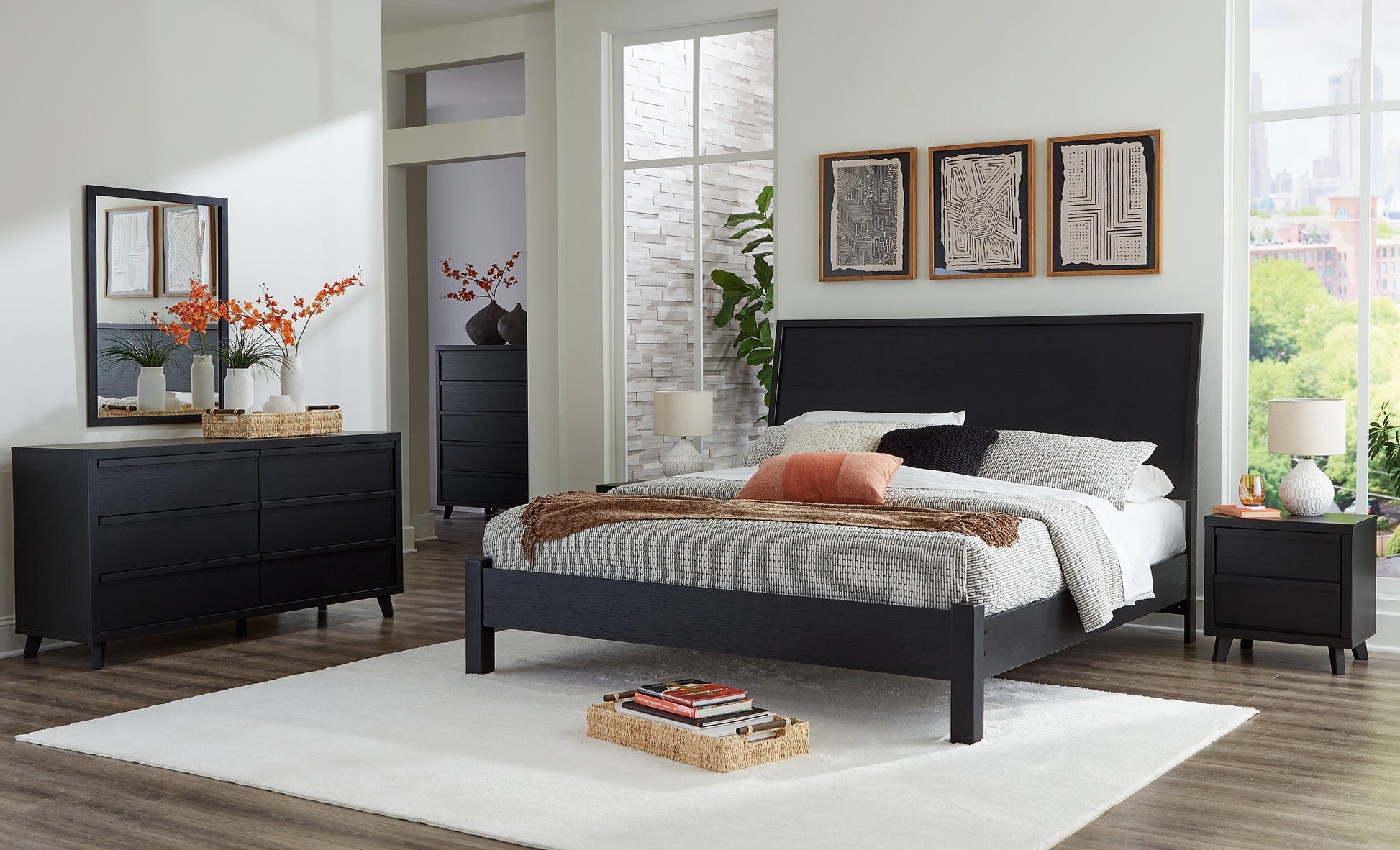 Danziar King Panel Bed with Mirrored Dresser and Nightstand Signature Design by Ashley®