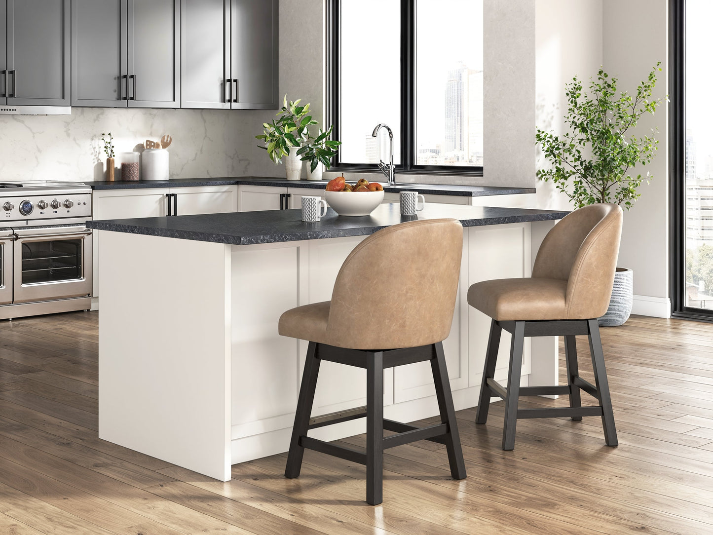 Neymorton UPH Swivel Barstool (2/CN) Signature Design by Ashley®