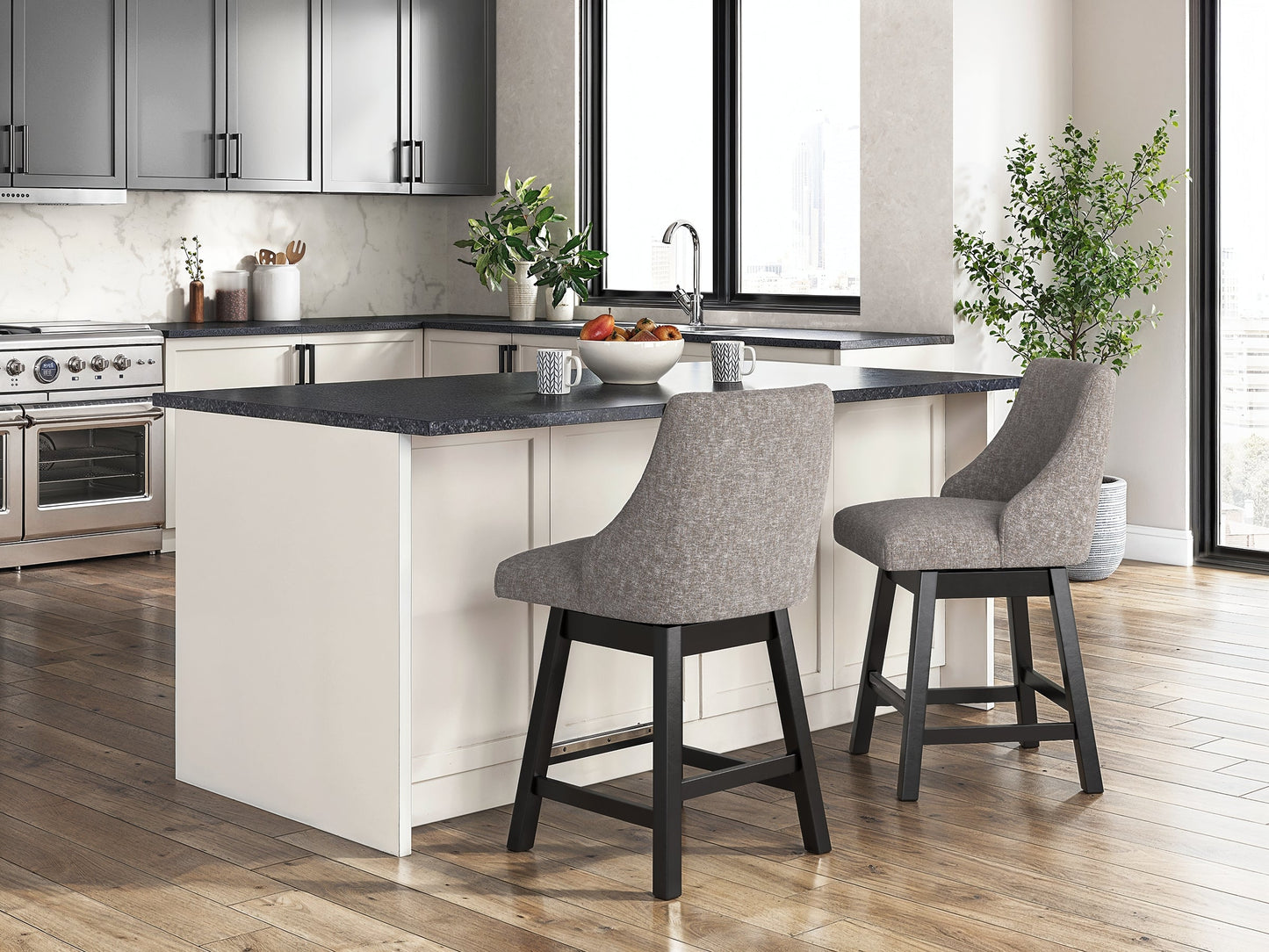 Neymorton UPH Swivel Barstool (2/CN) Signature Design by Ashley®