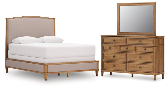 Sharlance Queen Upholstered Panel Bed with Mirrored Dresser Signature Design by Ashley®