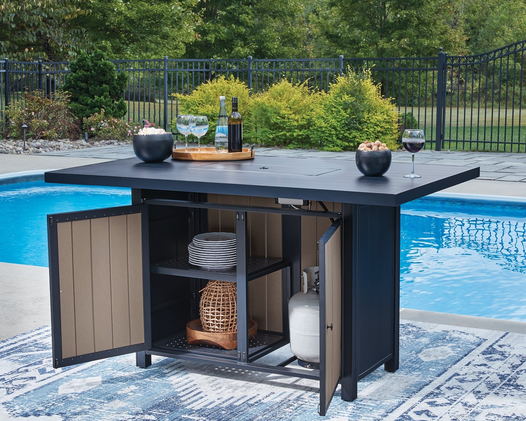 East Beach RECT Bar Table w/Fire Pit Signature Design by Ashley®