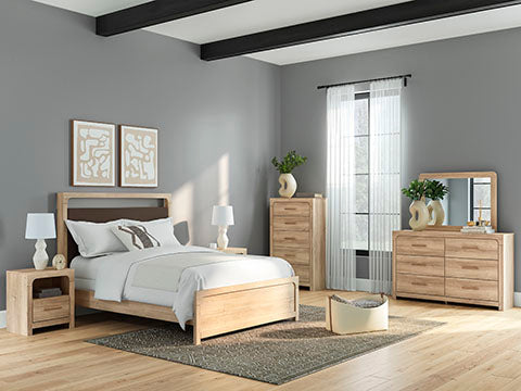 Hollymount  Upholstered Panel Bed, Dresser And Mirror Signature Design by Ashley®