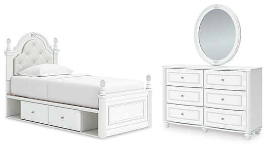 Kozlani Twin Upholstered Panel Storage Bed, Dresser and Mirror Signature Design by Ashley®