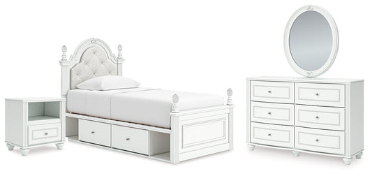 Kozlani Twin Upholstered Panel Storage Bed, Dresser, Mirror and Nightstand Signature Design by Ashley®