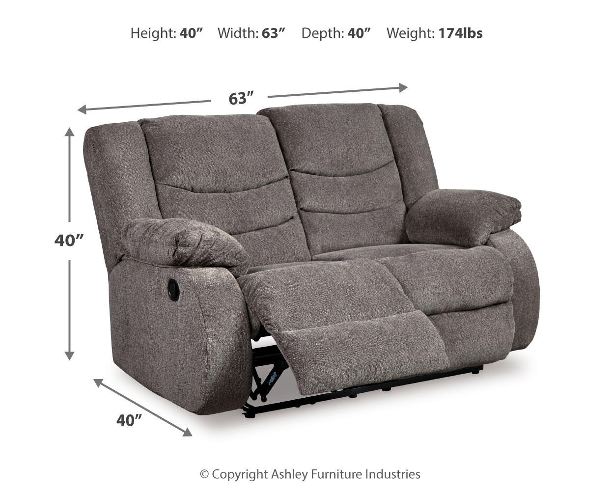 Tulen Reclining Loveseat Signature Design by Ashley®