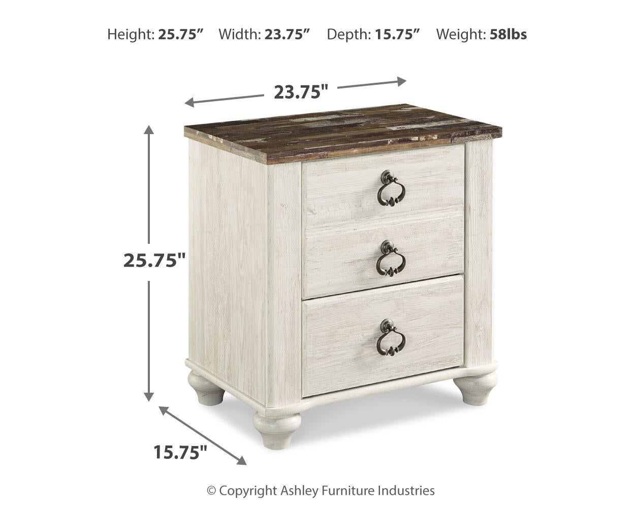 Willowton Two Drawer Night Stand Signature Design by Ashley®