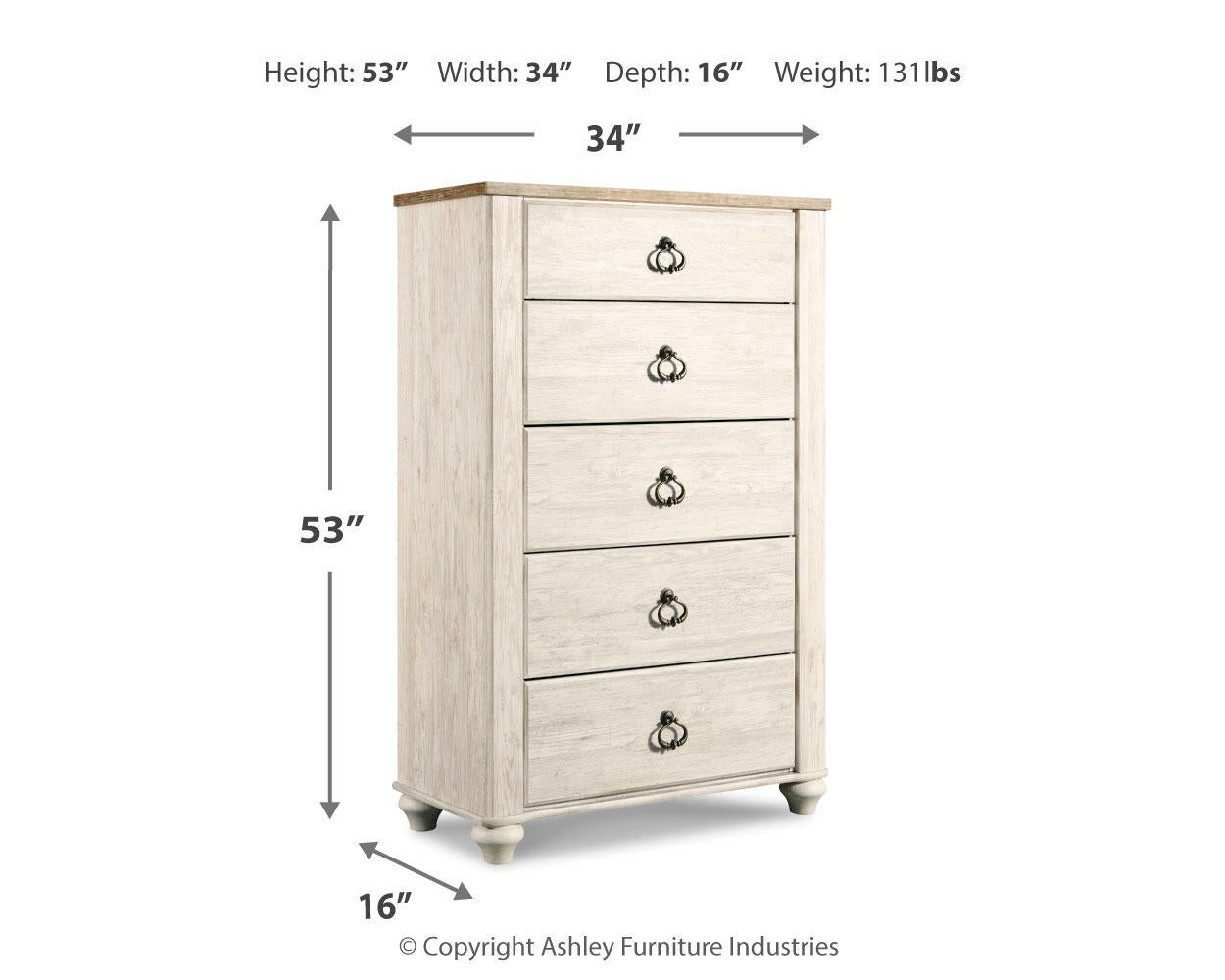 Willowton Five Drawer Chest Signature Design by Ashley®