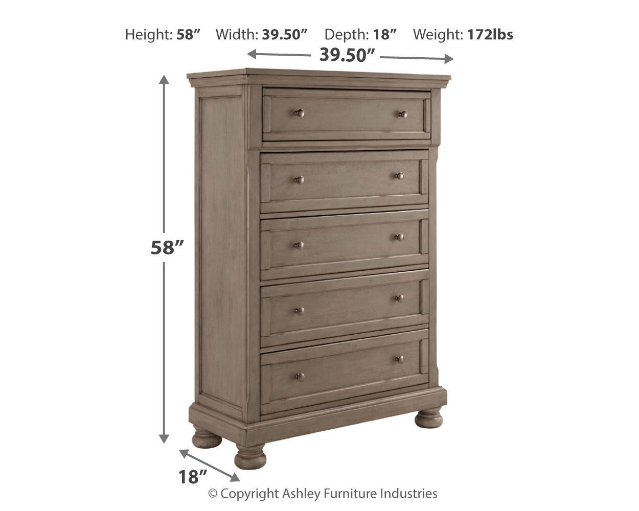 Lettner Five Drawer Chest Signature Design by Ashley®
