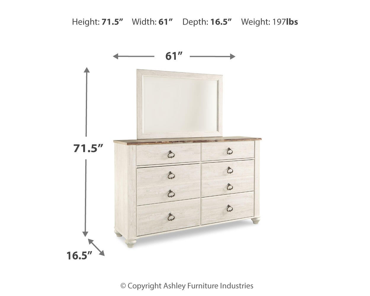 Willowton Dresser and Mirror Signature Design by Ashley®