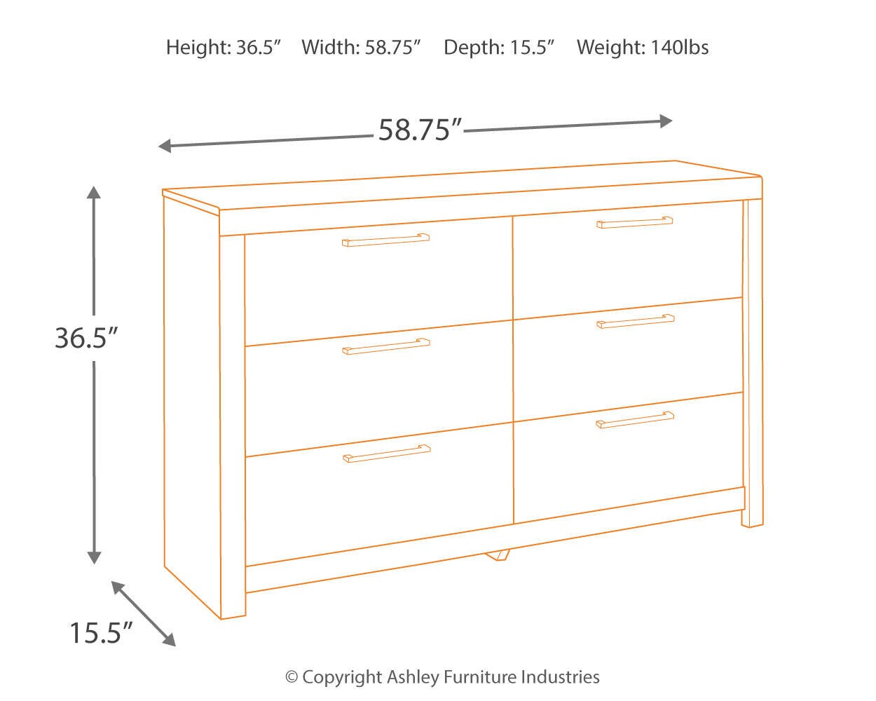 Derekson Six Drawer Dresser Benchcraft®