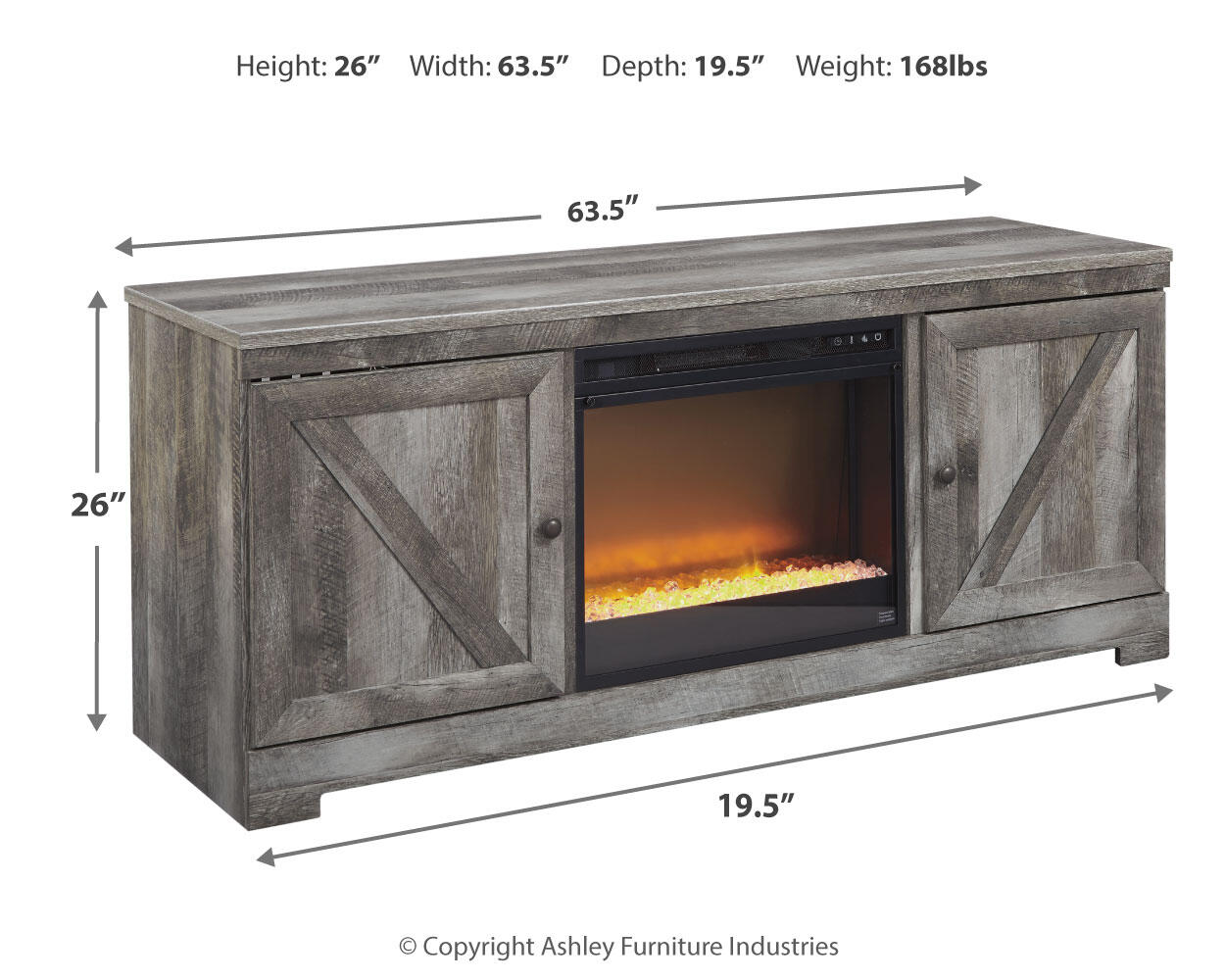Wynnlow 63" TV Stand with Electric Fireplace Signature Design by Ashley®