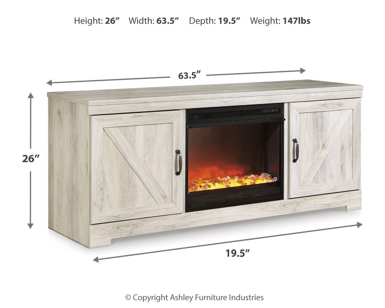 Bellaby 63" TV Stand with Fireplace Signature Design by Ashley®