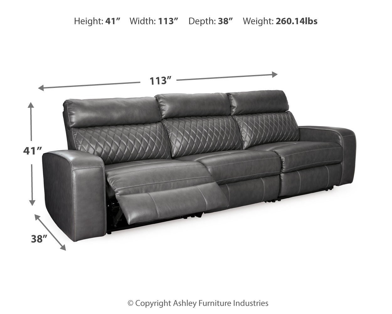 Samperstone 3-Piece Power Reclining Sectional Sofa Signature Design by Ashley®