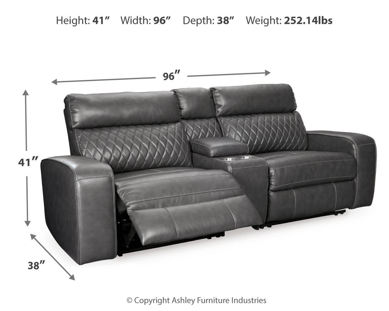 Samperstone 3-Piece Power Reclining Sectional Loveseat Signature Design by Ashley®