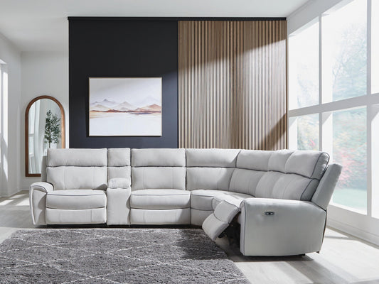 Social Pointe 6-Piece Reclining Sectional with Storage Console Signature Design by Ashley®