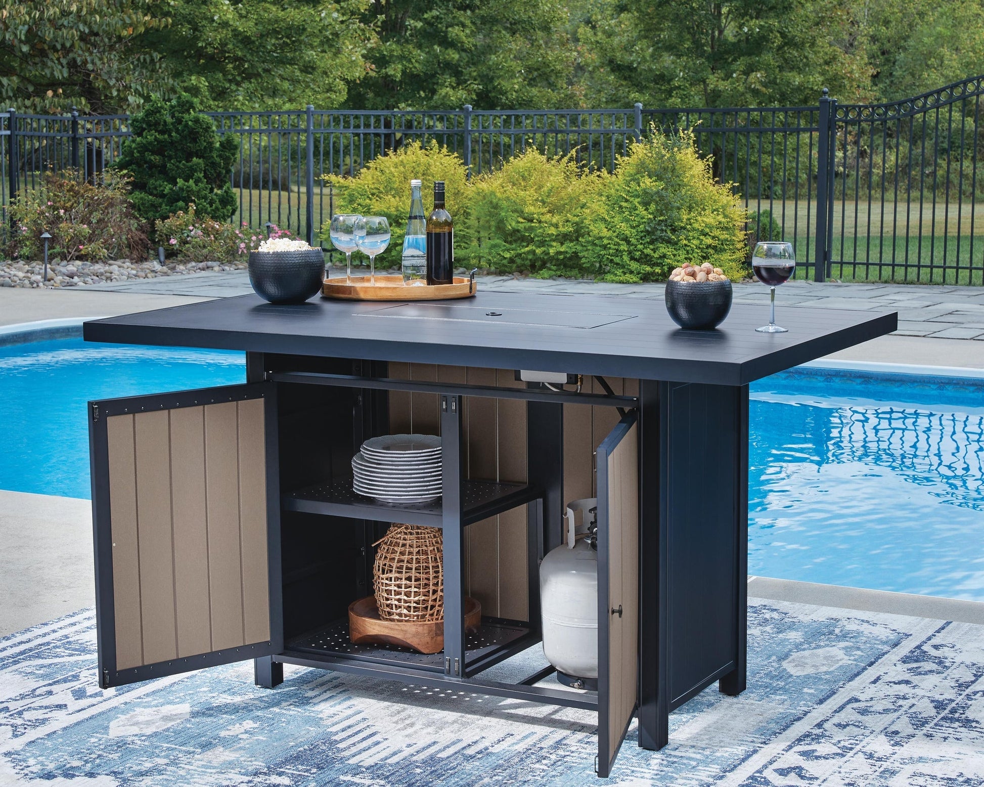 East Beach RECT Bar Table w/Fire Pit Signature Design by Ashley®