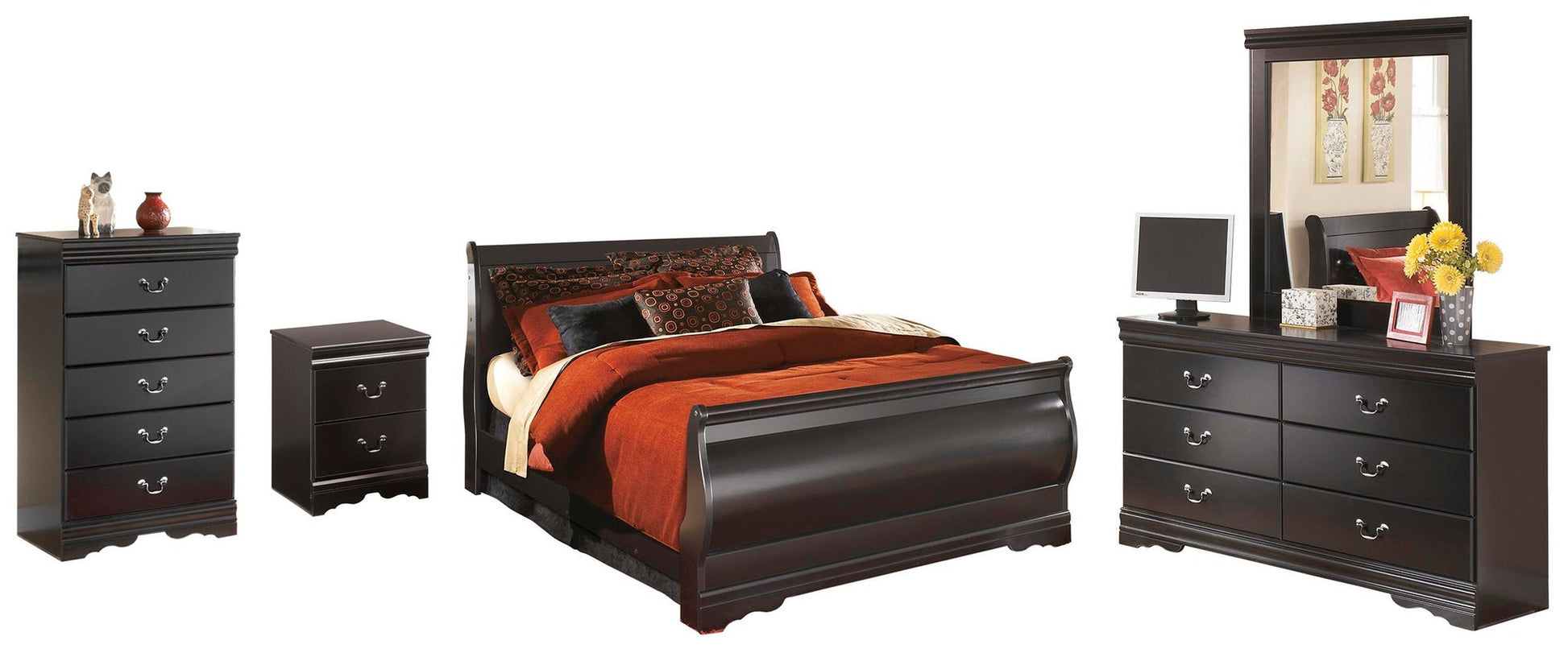 Huey Vineyard  Sleigh Bed With Mirrored Dresser, Chest And Nightstand Signature Design by Ashley®
