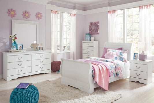 Anarasia  Sleigh Bed With Mirrored Dresser, Chest And Nightstand Signature Design by Ashley®