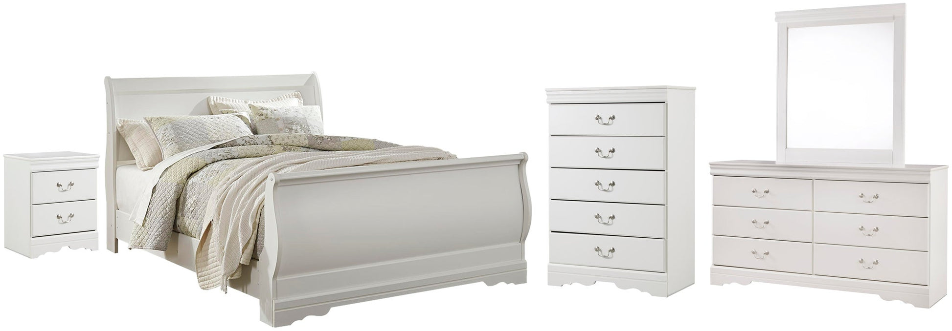Anarasia  Sleigh Bed With Mirrored Dresser, Chest And Nightstand Signature Design by Ashley®
