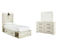 Cambeck  Panel Bed With 4 Storage Drawers With Mirrored Dresser Signature Design by Ashley®