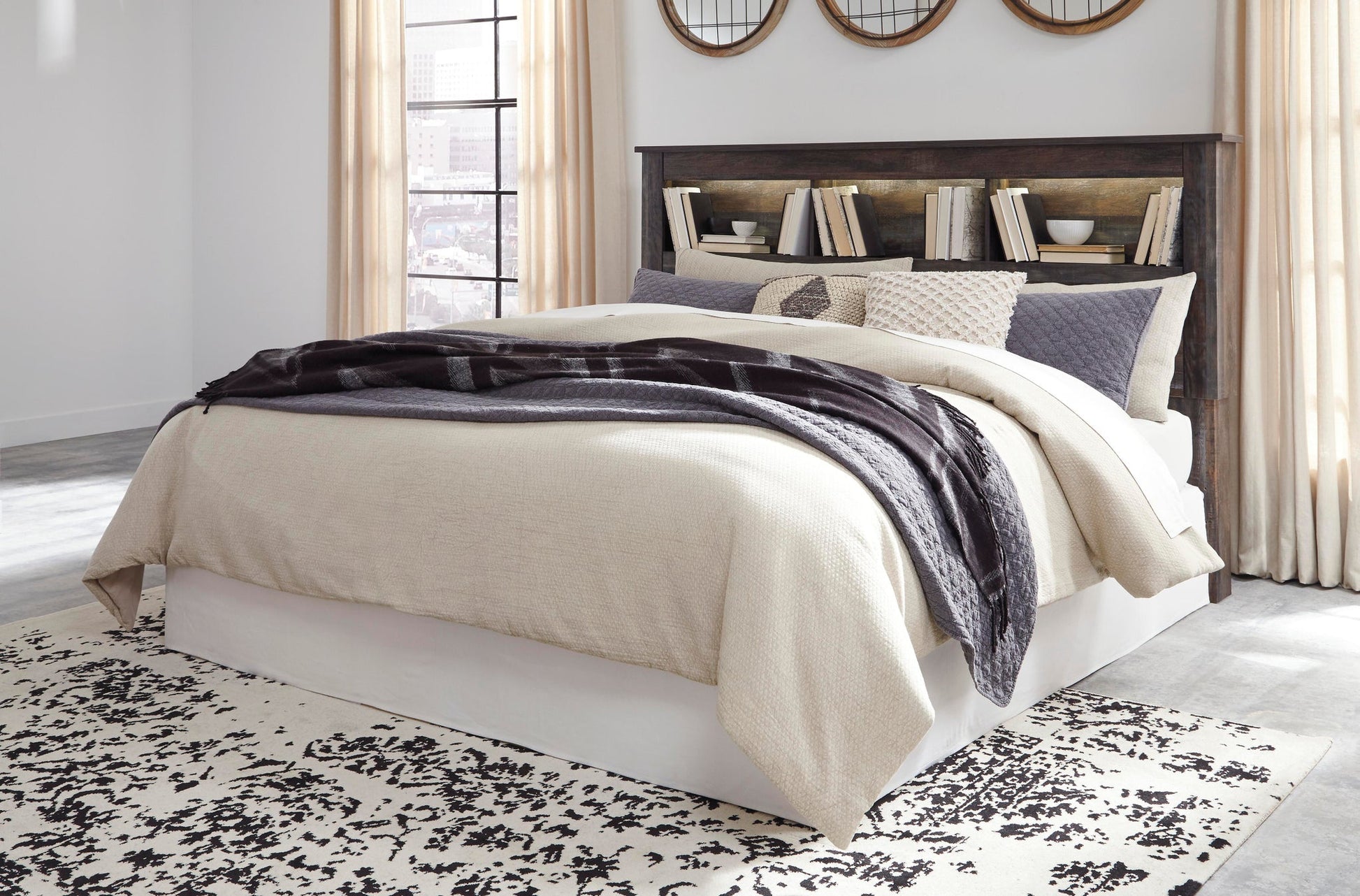 Drystan /California King Bookcase Headboard Bed With Mirrored Dresser Signature Design by Ashley®