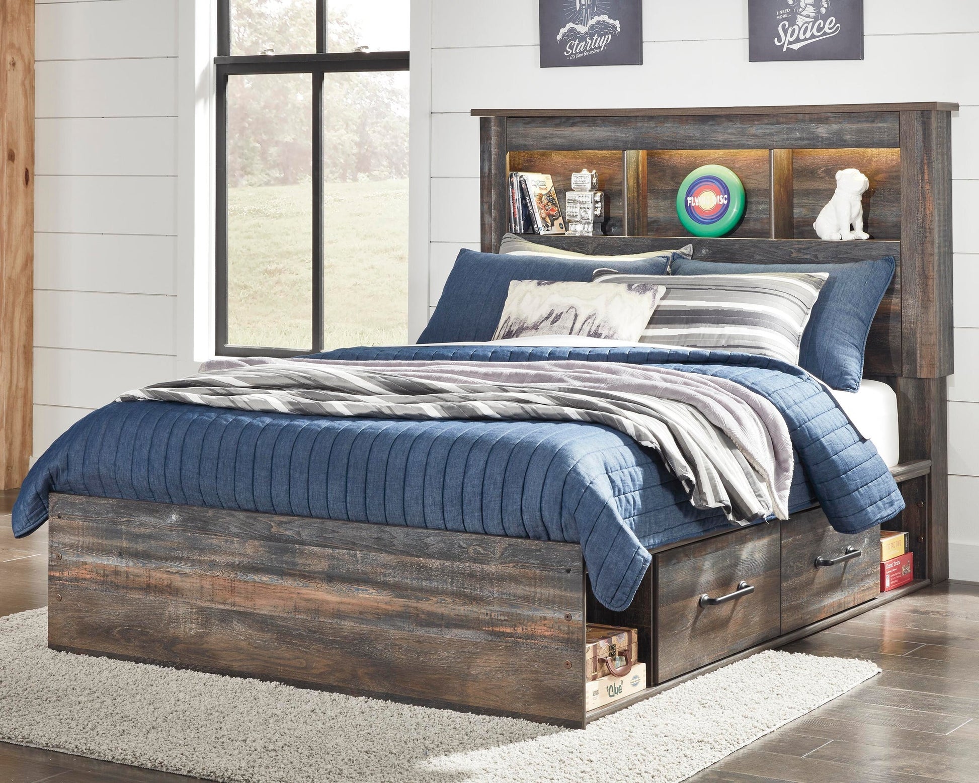 Drystan  Bookcase Bed With 4 Storage Drawers With Mirrored Dresser Signature Design by Ashley®