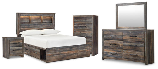 Drystan  Bookcase Bed With 2 Storage Drawers With Mirrored Dresser, Chest And Nightstand Signature Design by Ashley®