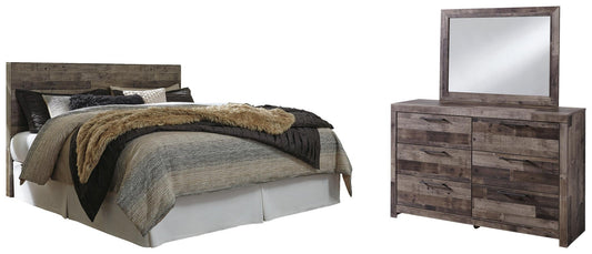 Derekson  Panel Headboard Bed With Mirrored Dresser Benchcraft®