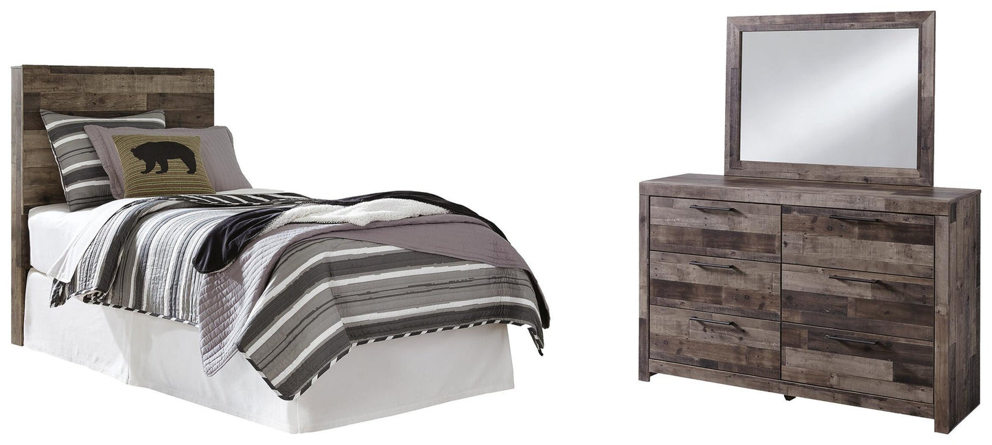 Derekson  Panel Headboard Bed With Mirrored Dresser Benchcraft®