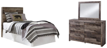 Derekson  Panel Headboard Bed With Mirrored Dresser Benchcraft®