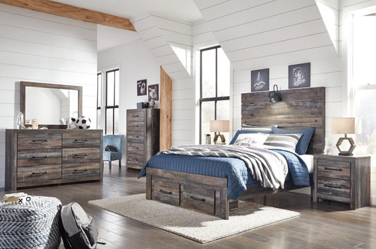 Drystan  Panel Bed With 2 Storage Drawers With Mirrored Dresser Signature Design by Ashley®