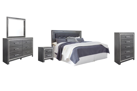 Lodanna /California King Upholstered Panel Headboard Bed With Mirrored Dresser, Chest And Nightstand Signature Design by Ashley®