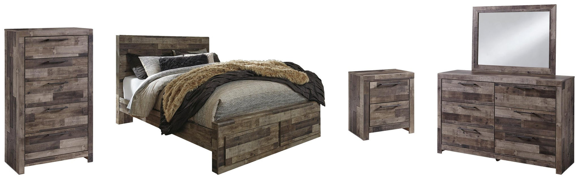 Derekson  Panel Bed With 2 Storage Drawers With Mirrored Dresser, Chest And Nightstand Benchcraft®