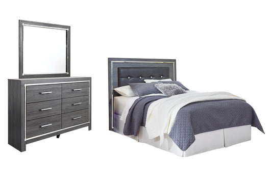 Lodanna / Upholstered Panel Headboard Bed With Mirrored Dresser Signature Design by Ashley®