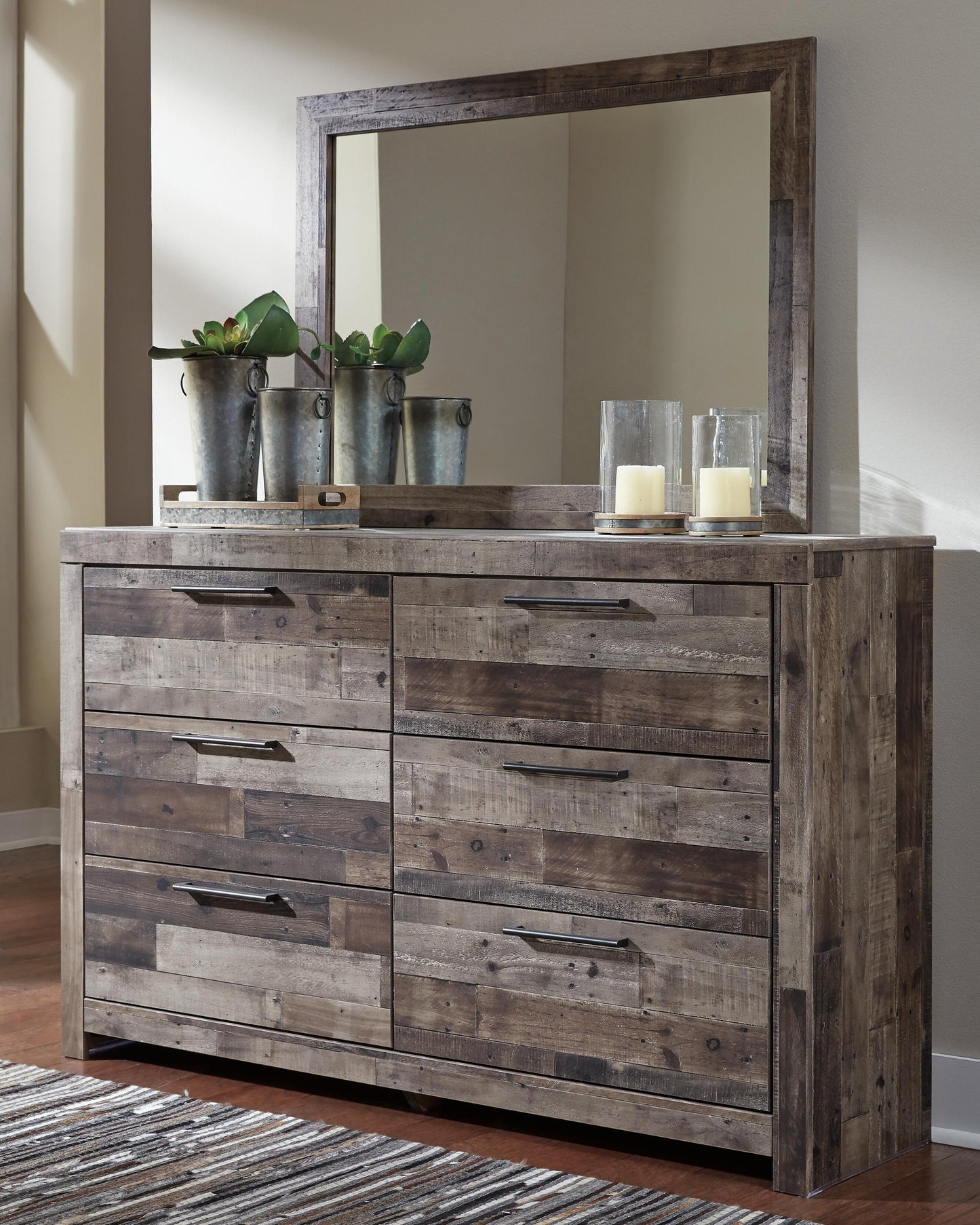 Derekson  Panel Bed With 2 Storage Drawers With Mirrored Dresser, Chest And Nightstand Benchcraft®