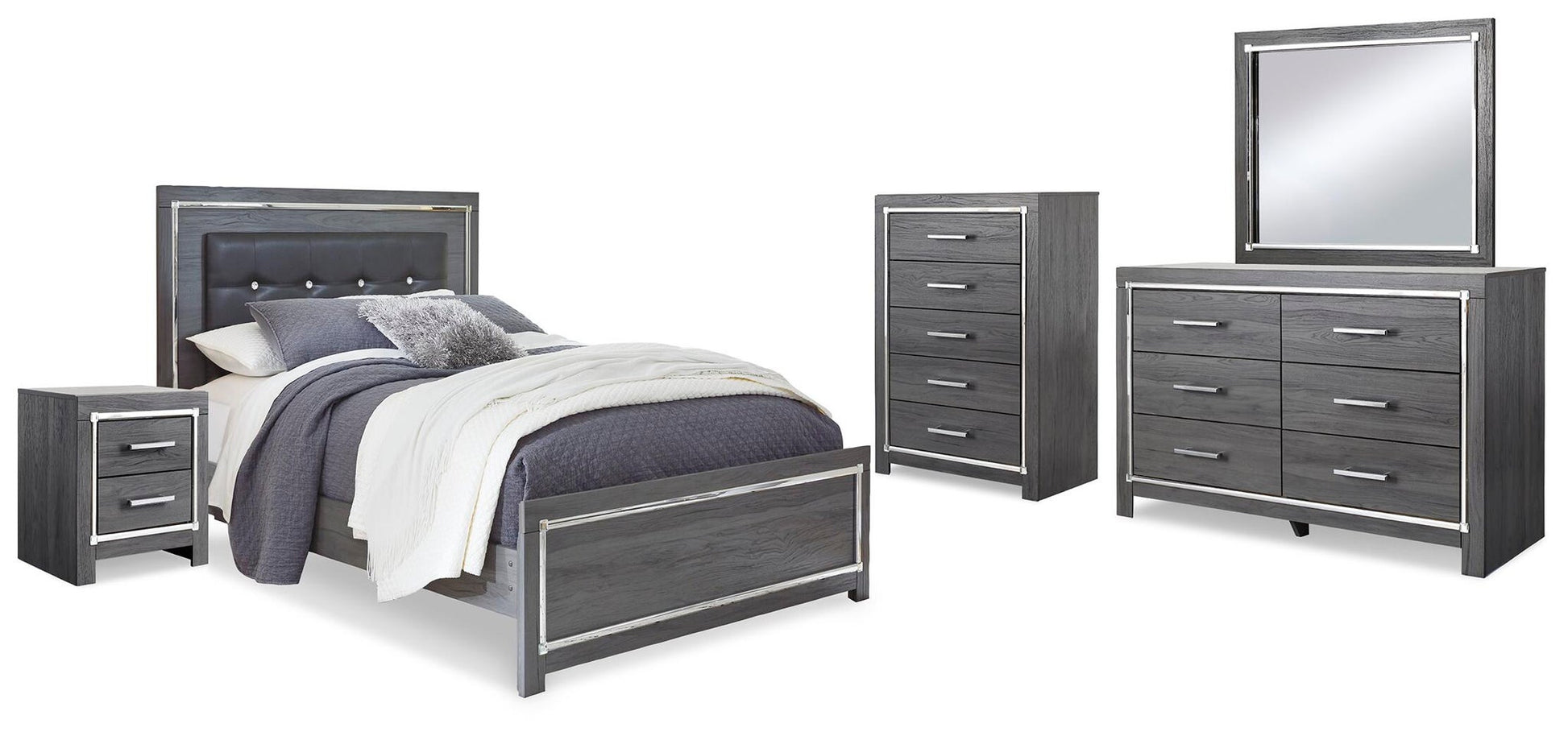 Lodanna  Panel Bed With Mirrored Dresser, Chest And Nightstand Signature Design by Ashley®