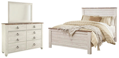 Willowton  Panel Bed With Mirrored Dresser Signature Design by Ashley®