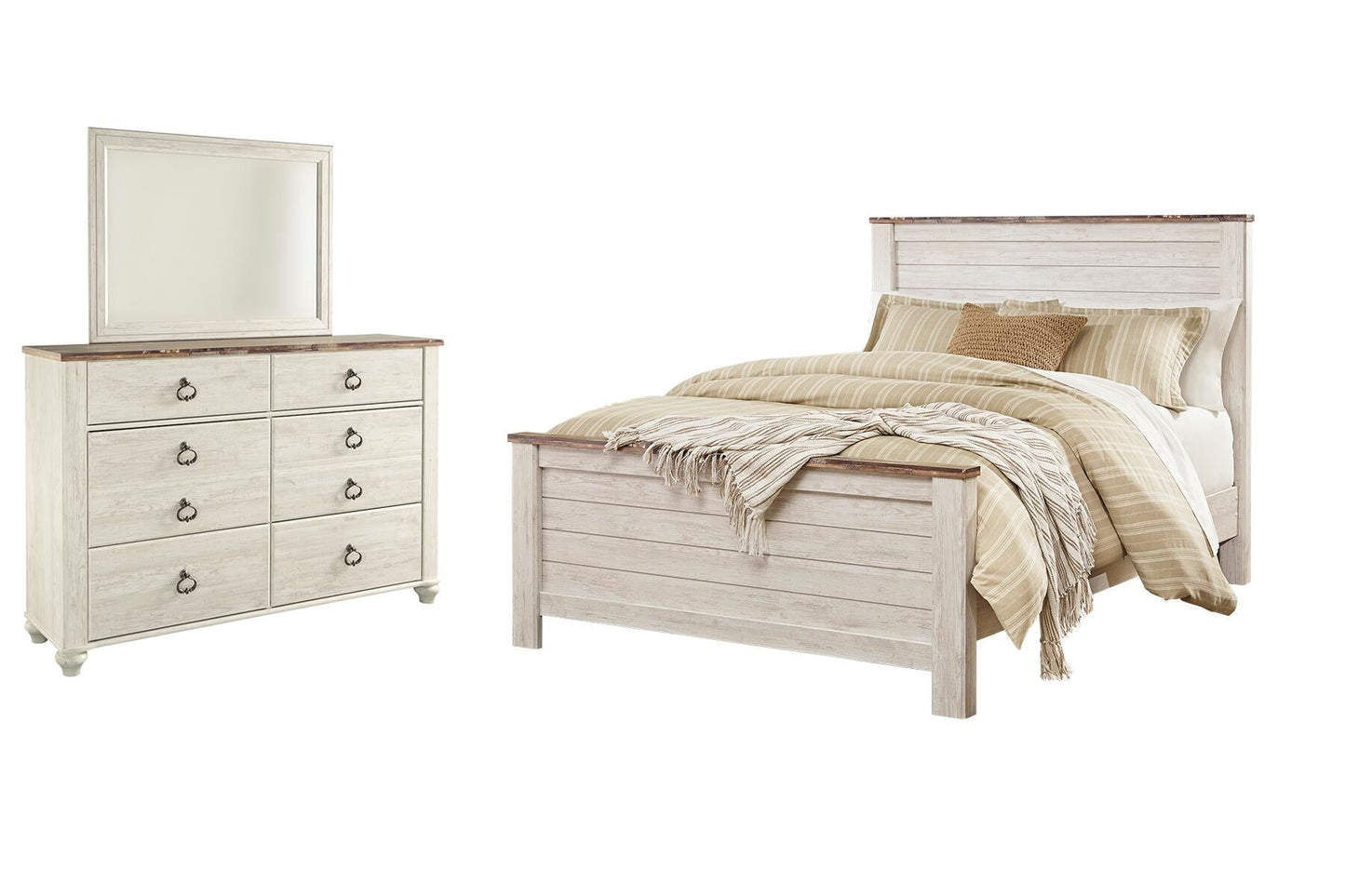 Willowton  Panel Bed With Mirrored Dresser Signature Design by Ashley®
