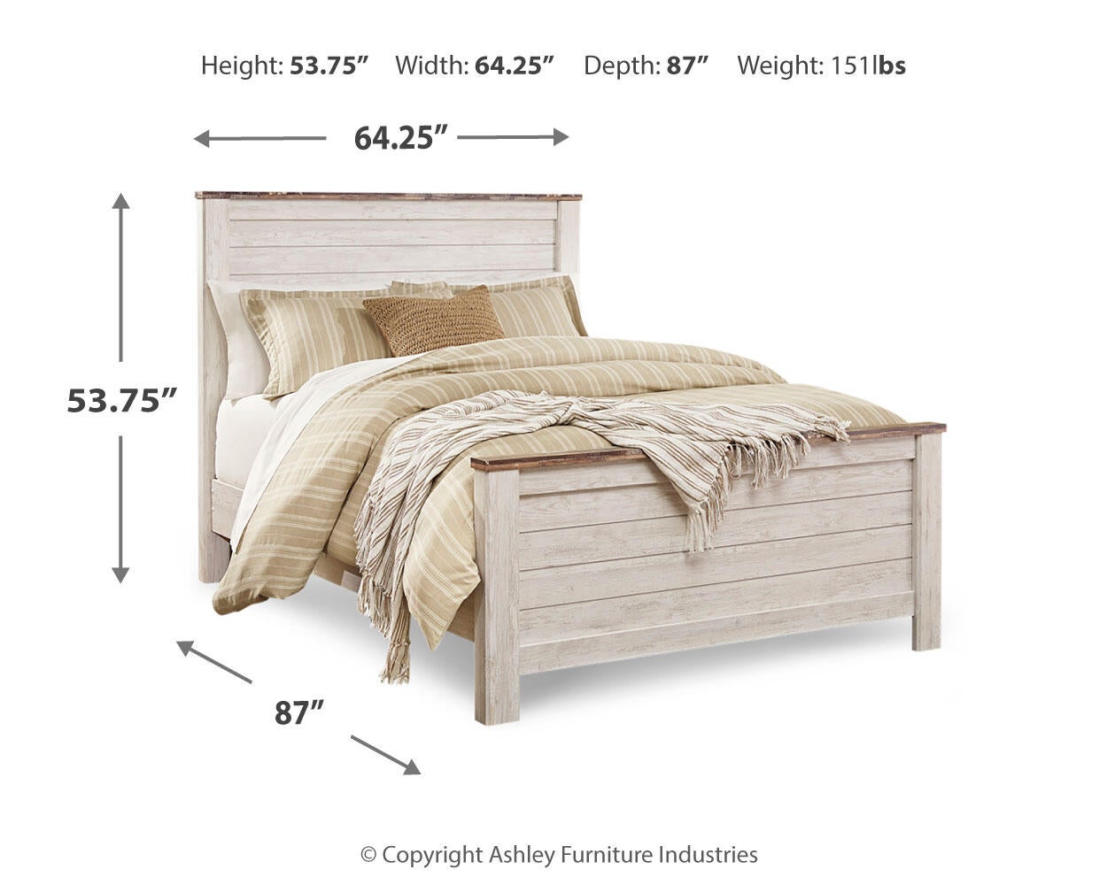 Willowton  Panel Bed With Mirrored Dresser Signature Design by Ashley®
