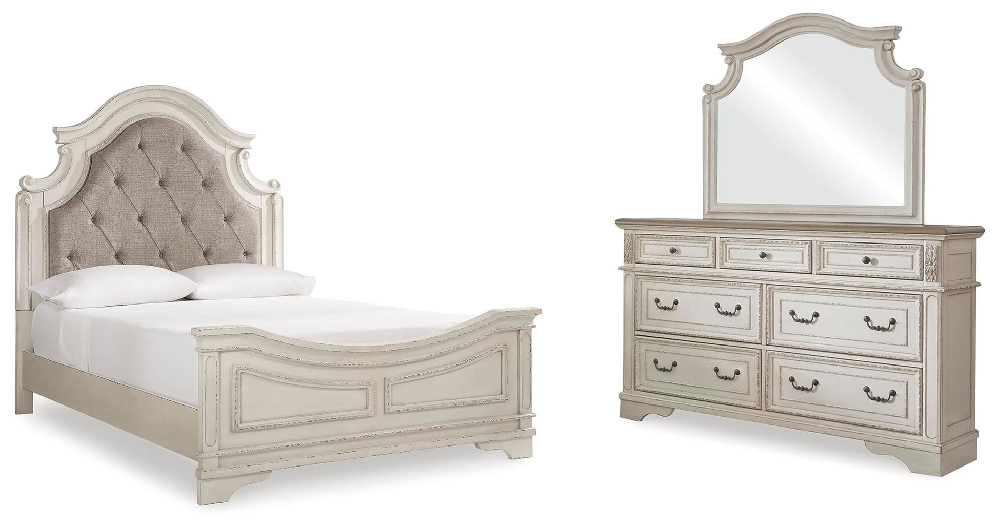 Realyn  Upholstered Panel Bed With Mirrored Dresser Signature Design by Ashley®
