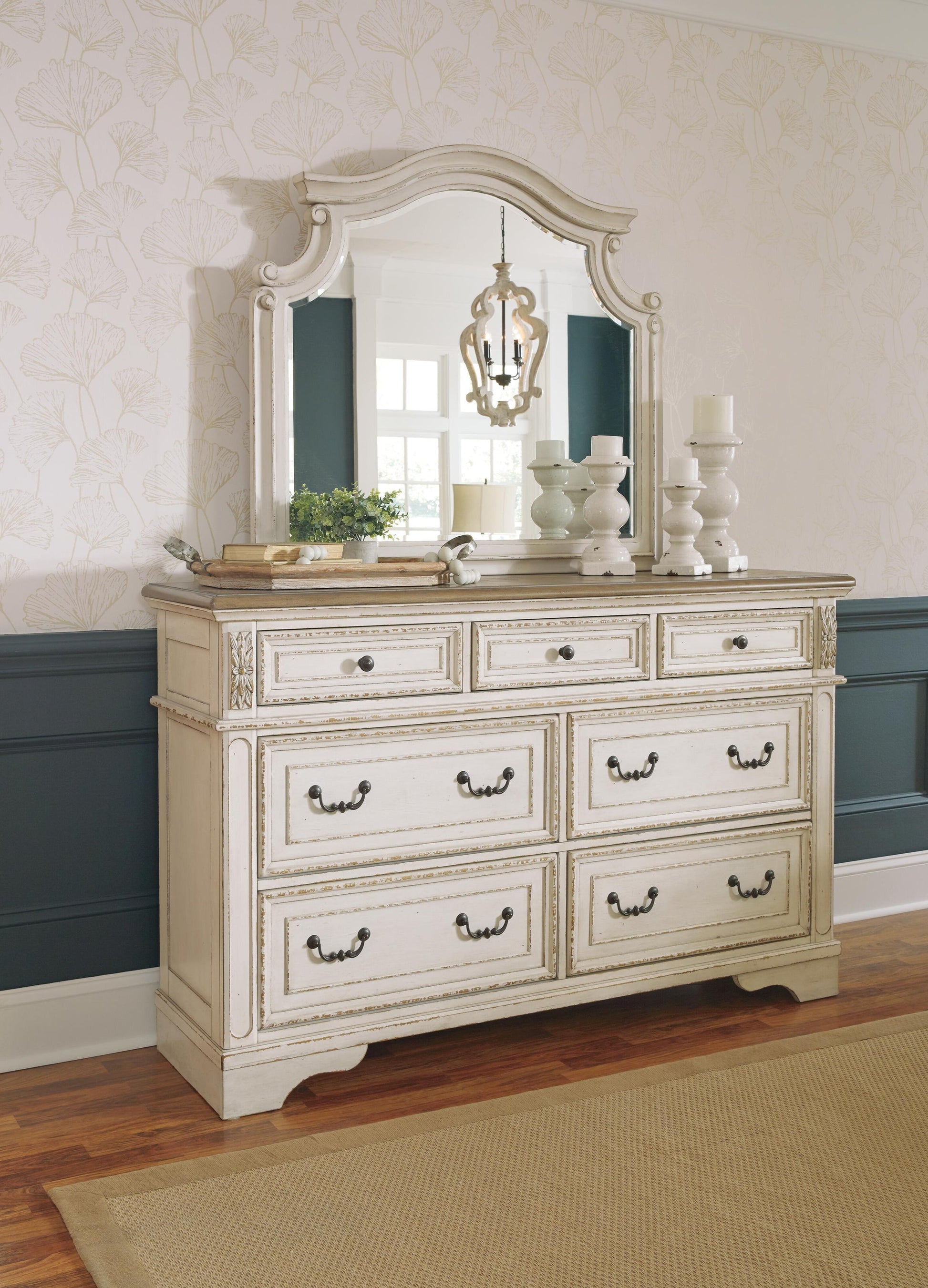 Realyn  Upholstered Panel Bed With Mirrored Dresser Signature Design by Ashley®
