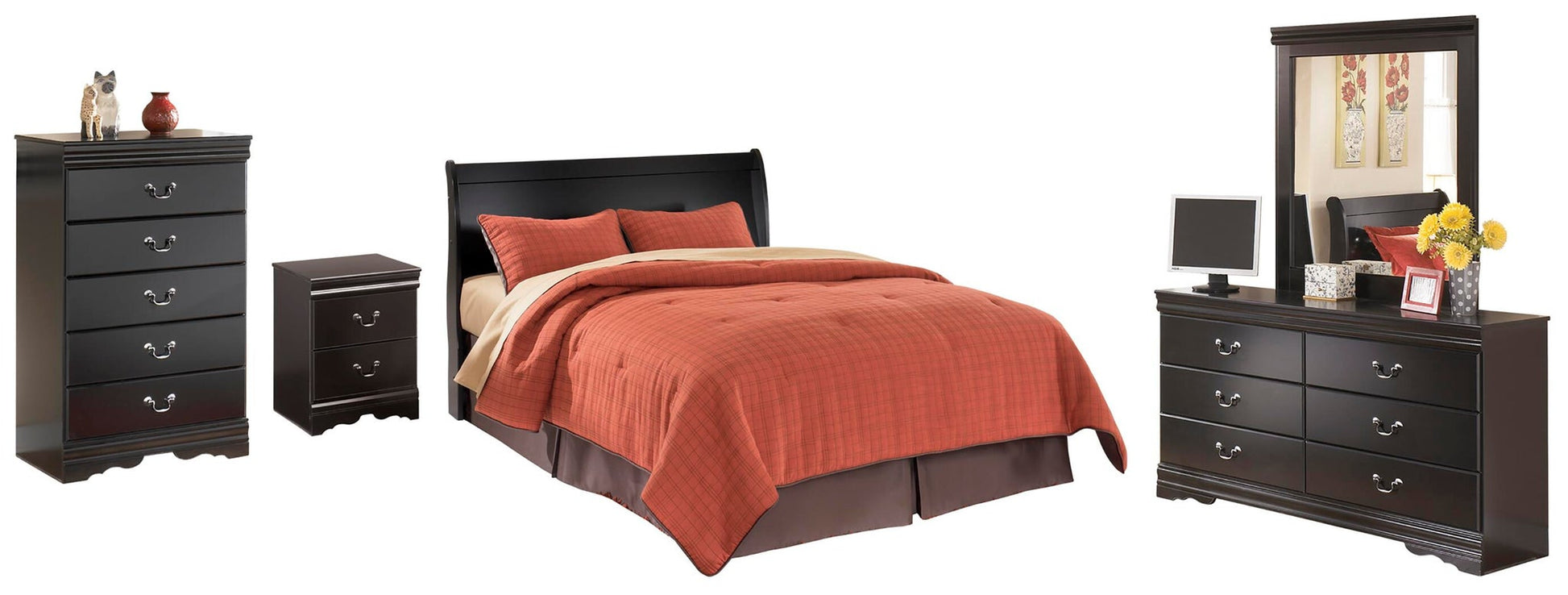 Huey Vineyard  Sleigh Headboard Bed With Mirrored Dresser, Chest And Nightstand Signature Design by Ashley®