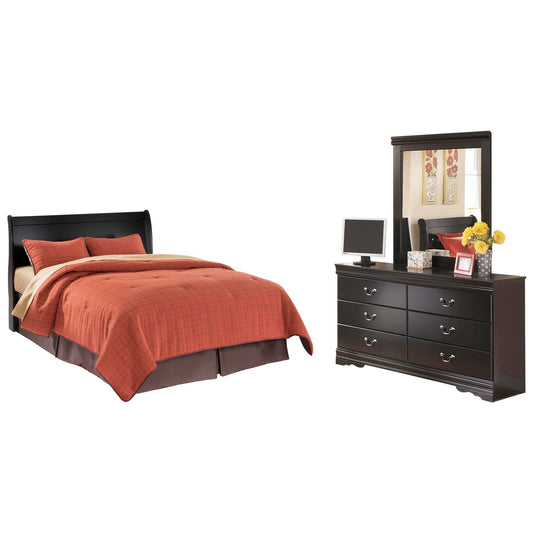 Huey Vineyard  Sleigh Headboard Bed With Mirrored Dresser Signature Design by Ashley®